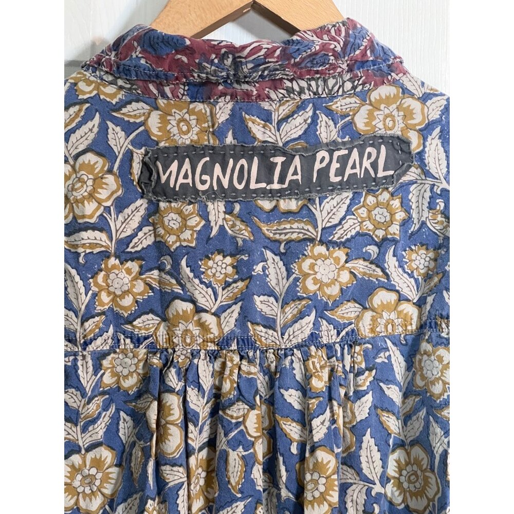 Magnolia Pearl Block Print Lazlo Cotton Tora Tunic Shirt Blouse OS